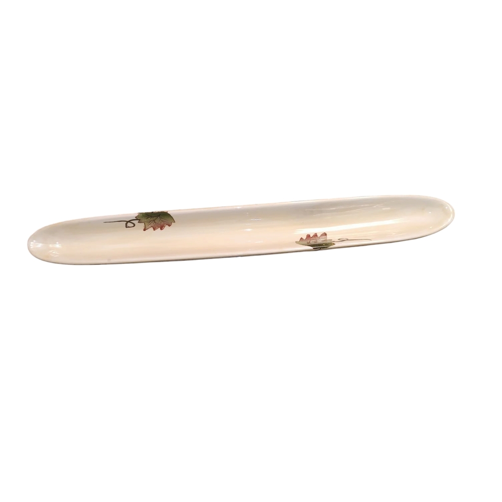 Olive Serving Boat Elegant Cream Glass Tray with Floral Design Unbranded